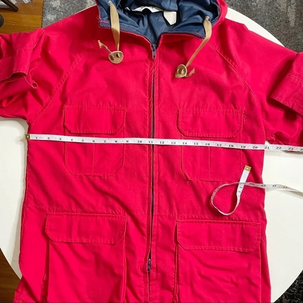 Vintage Woolrich Full Zip Four Flap Pocket Hooded Coat Red Men’s Size Medium